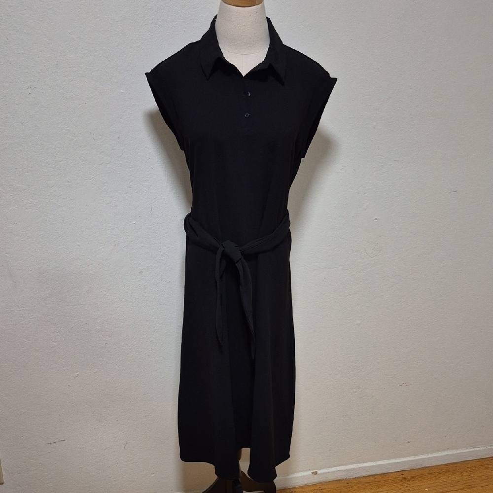 Halogen Black Tie Waist Shirt Dress Sz S